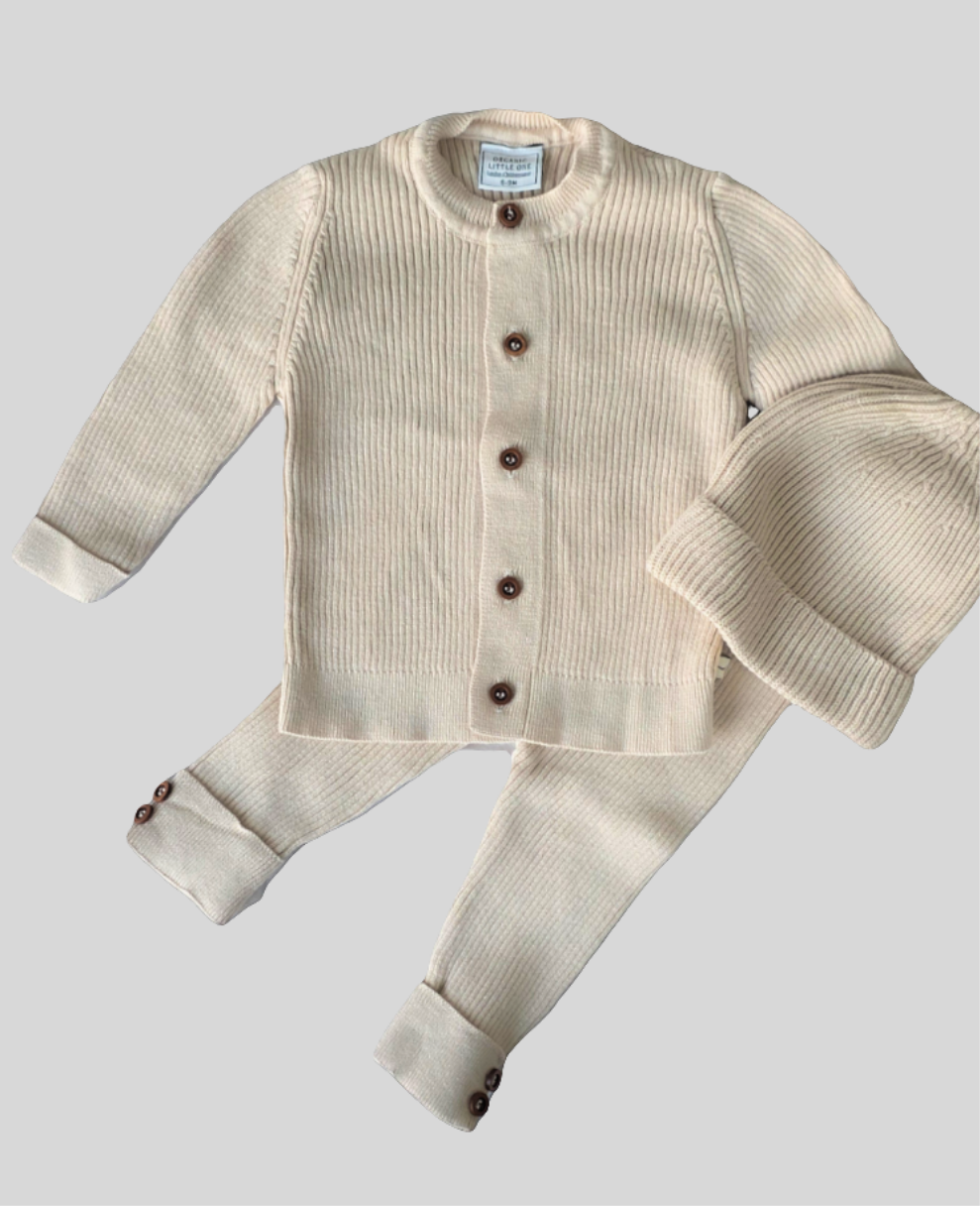 Beige Organic Knitwear Trio Set