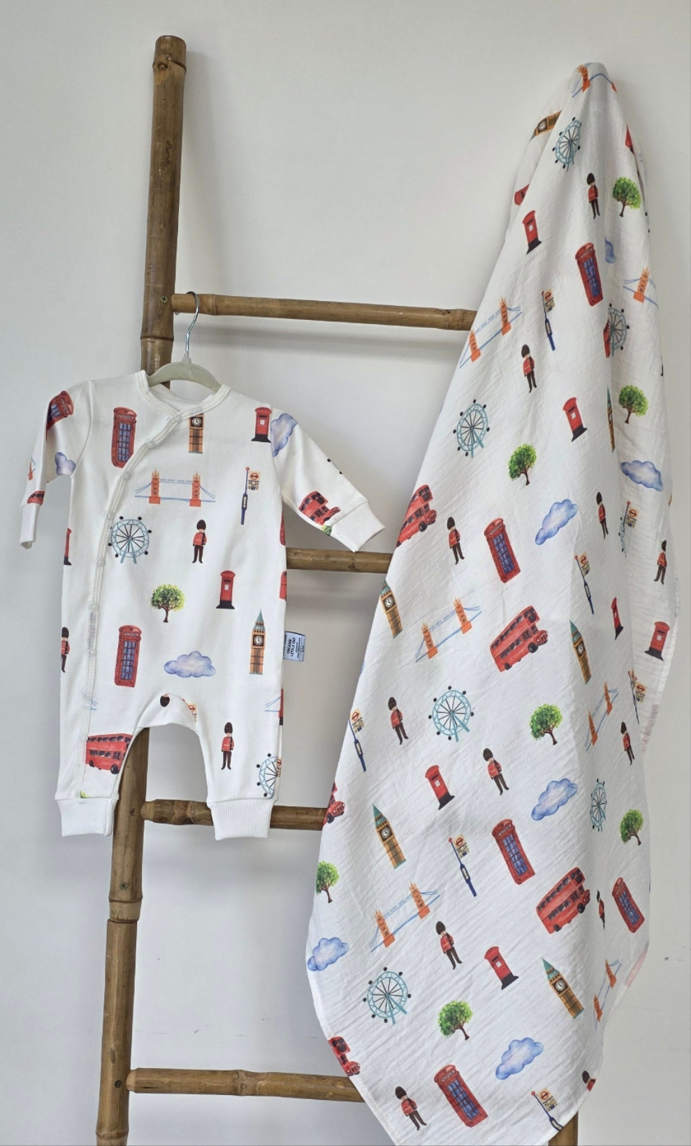 London Adventures Organic Cotton Baby Sleepsuit