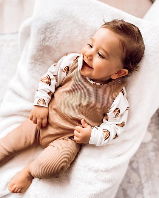 Organic Cotton Ribbed Baby Dungaree - More colour options