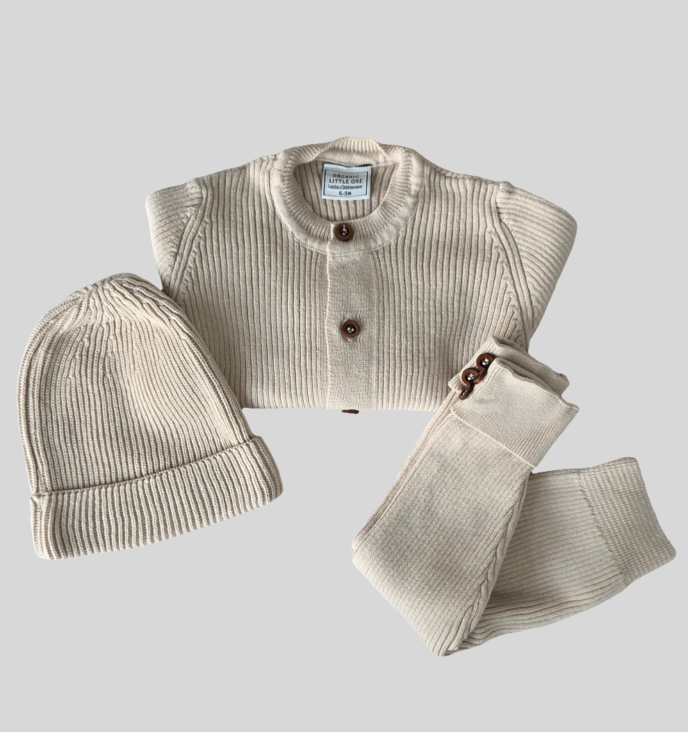 Beige Organic Knitwear Trio Set