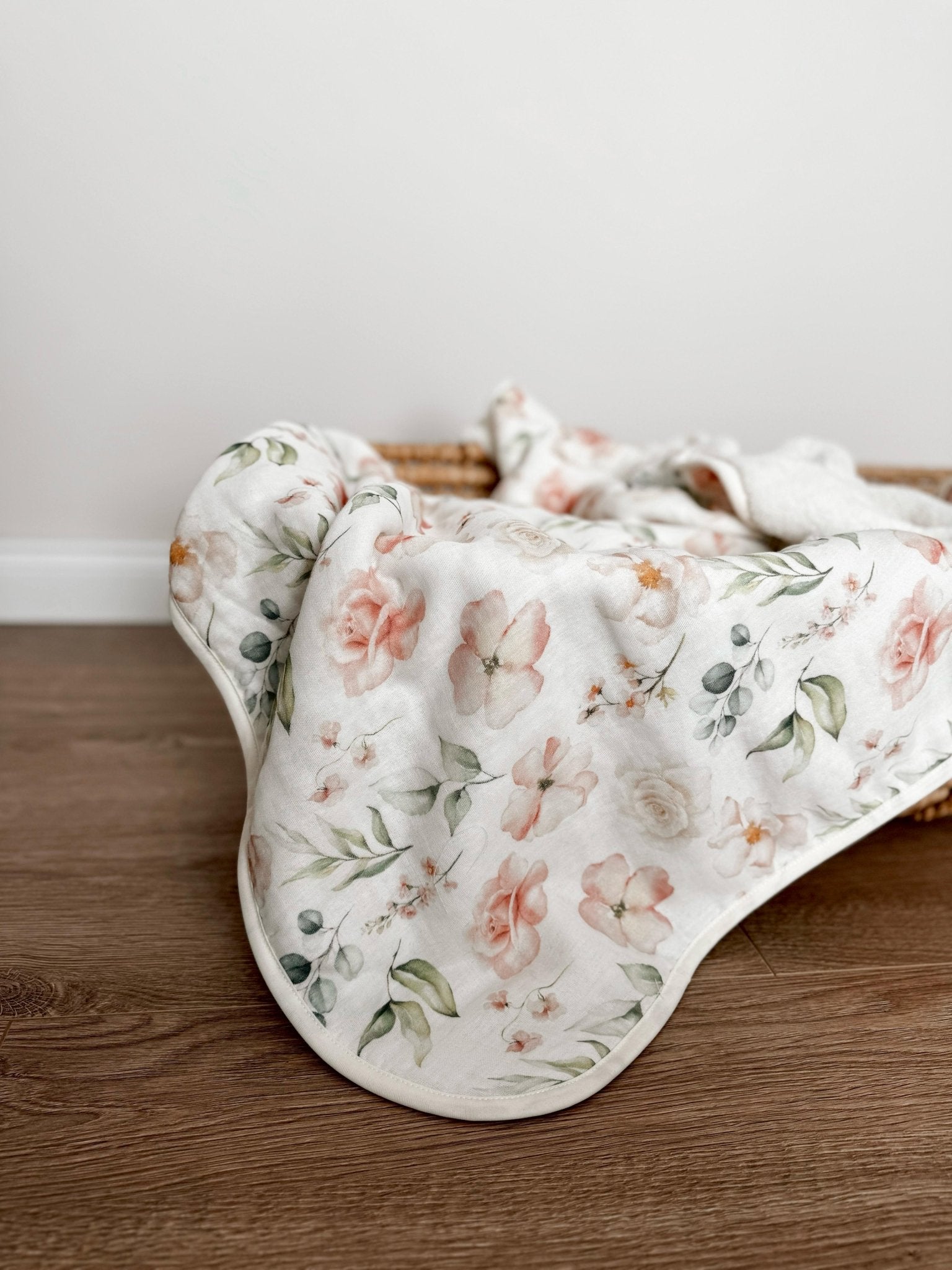 FLoral Print Double Sided Muslin & Fleeced Baby Blanket - Organic little one
