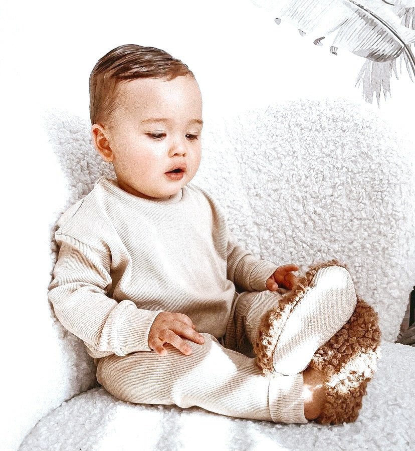 Organic Cotton Sweater & Jogger Set - White - Organic little one