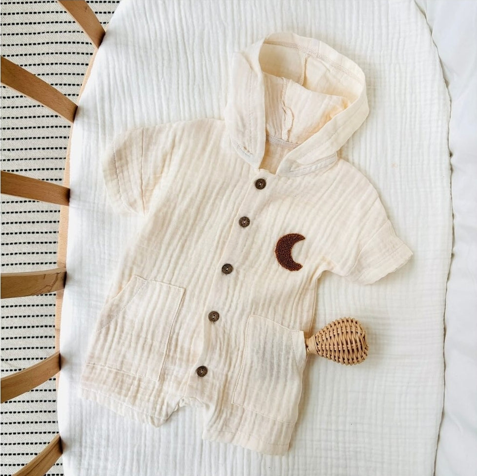 Lunar Moon Organic Muslin Hooded Romper