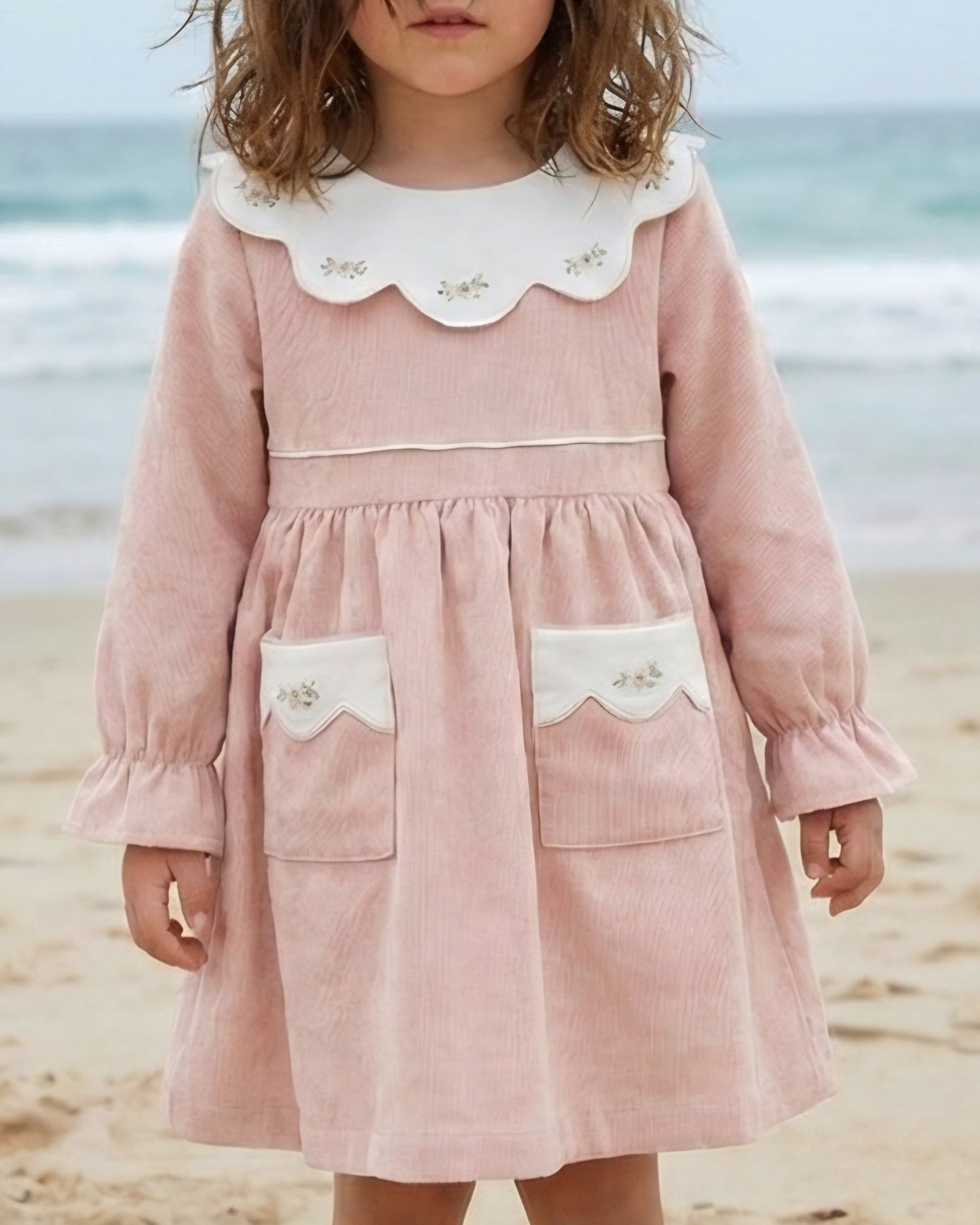 Scalloped Collar Organic Cotton Dress - Blush | Ages 2-5 Years