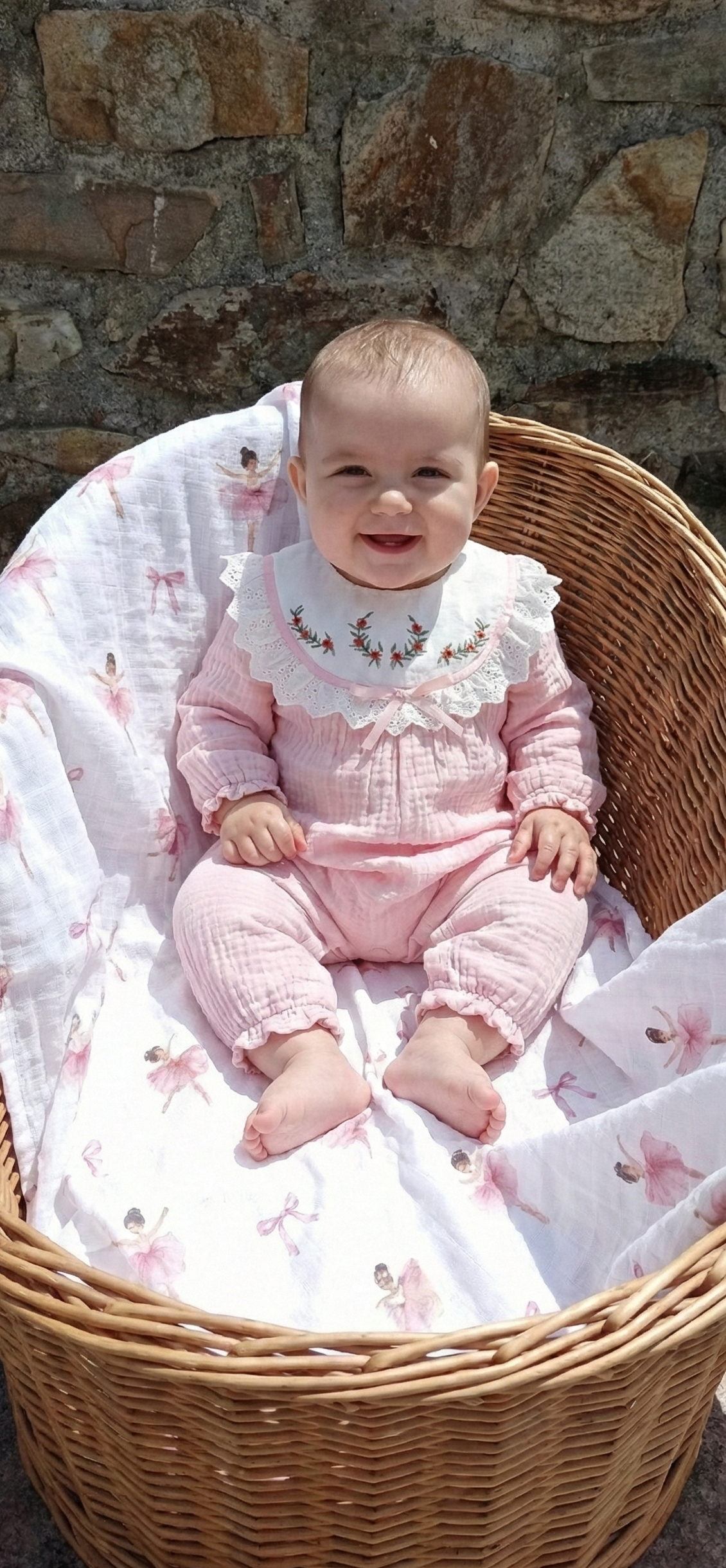 Embroidered Collar Muslin Romper