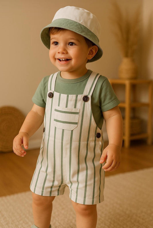 Riviera Stripe Set Organic Cotton French Terry – Sage