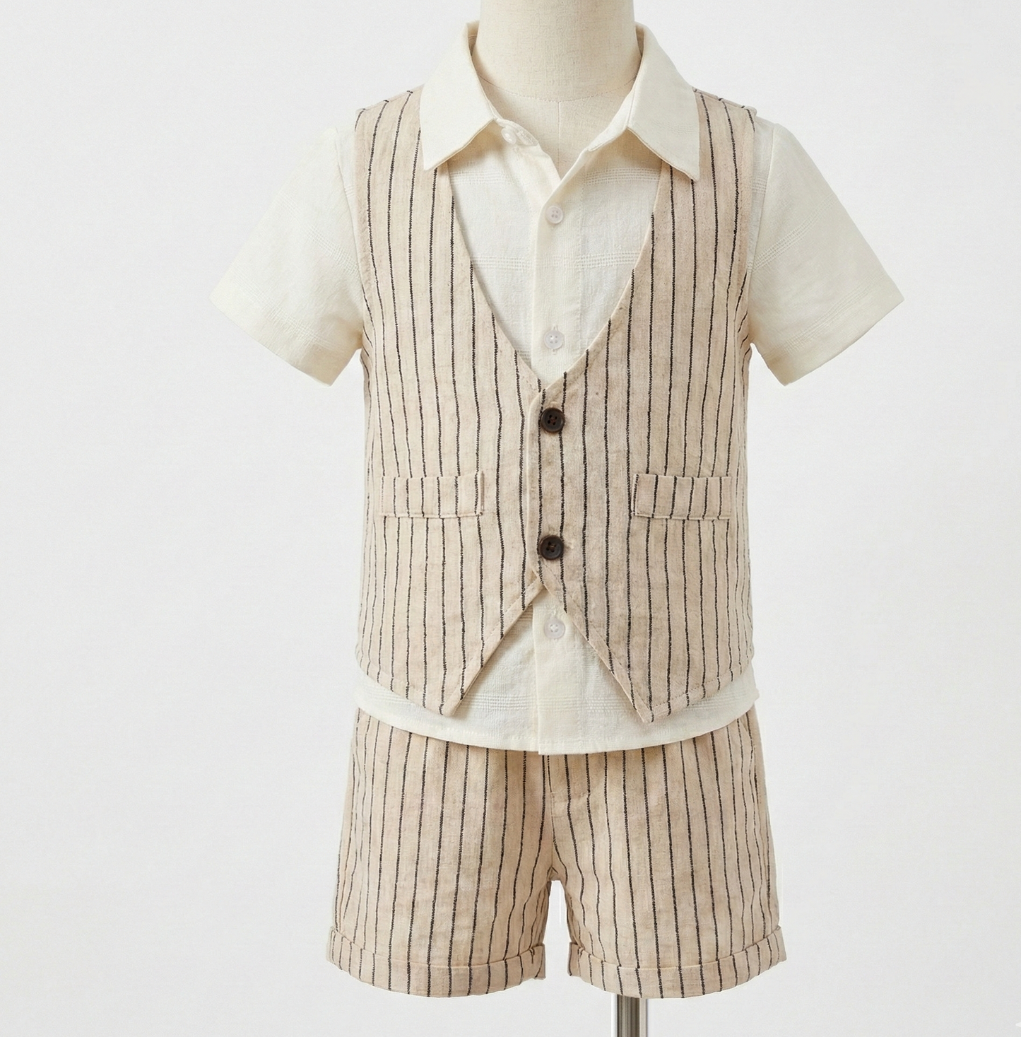 Boys Organic Cotton Striped Waistcoat | Adjustable Back | Formal & Casual 2-6 years