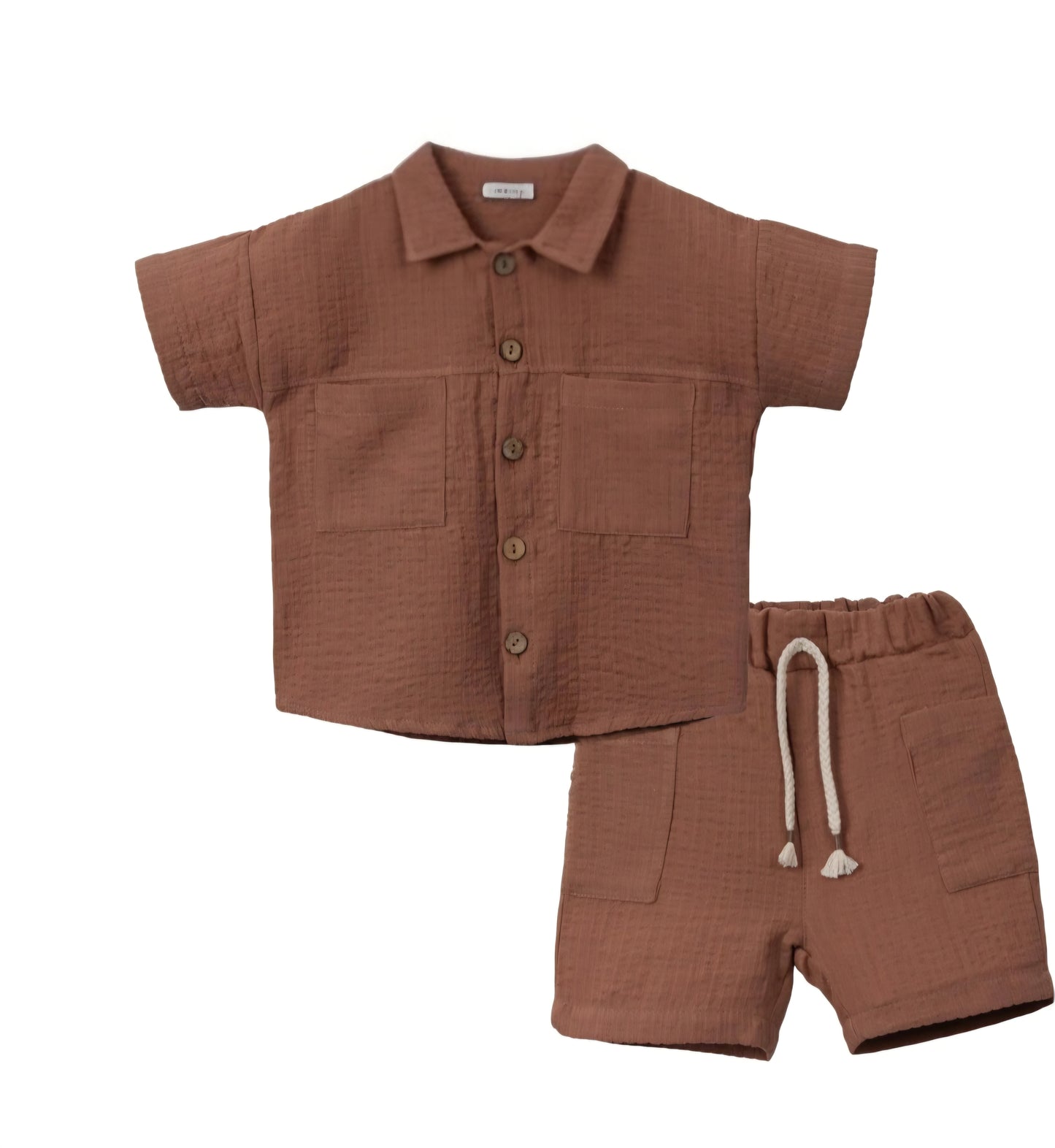 Organic Muslin Cotton Baby Boys Summer Shorts Set — Breathable 2-Piece Outfit (6-24 Months)