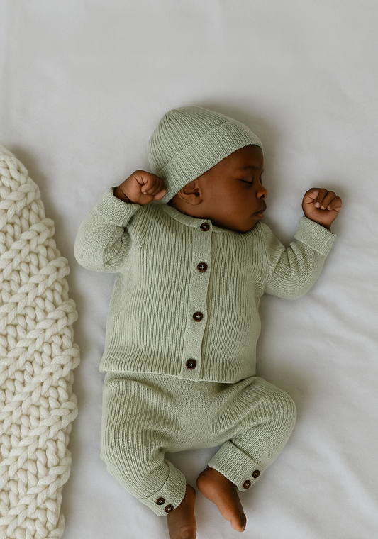 Matcha Green Organic Knitwear Trio Set