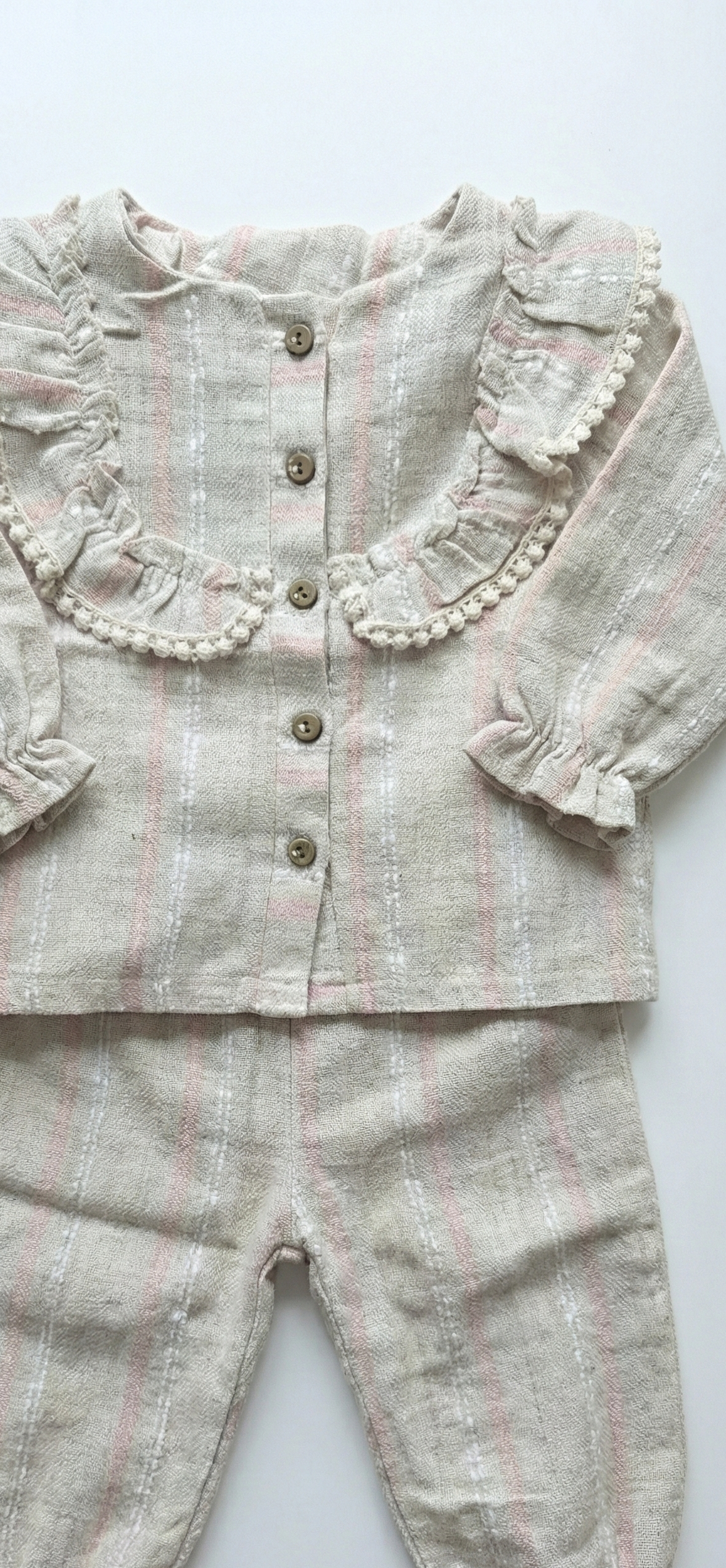 Pastel Pink Stripe Linen Set | Organic Little One