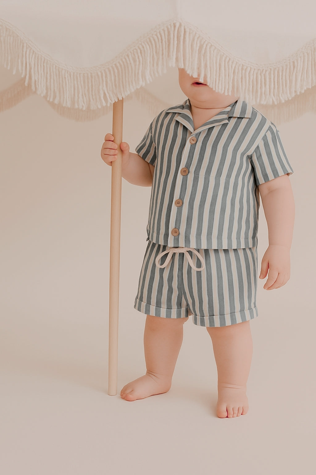 Riviera Navy Striped Set – Organic Muslin Cotton