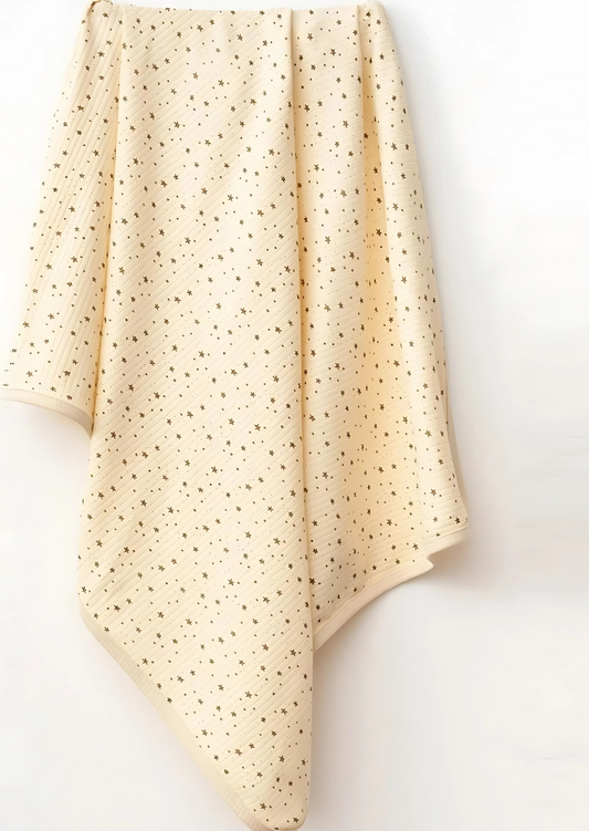 Golden Stars Ribbed Blanket Organic Cotton Baby Blanket – Gold Stars (80x90cm)