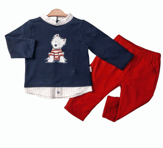 Unisex Little Puppy Red Outfit