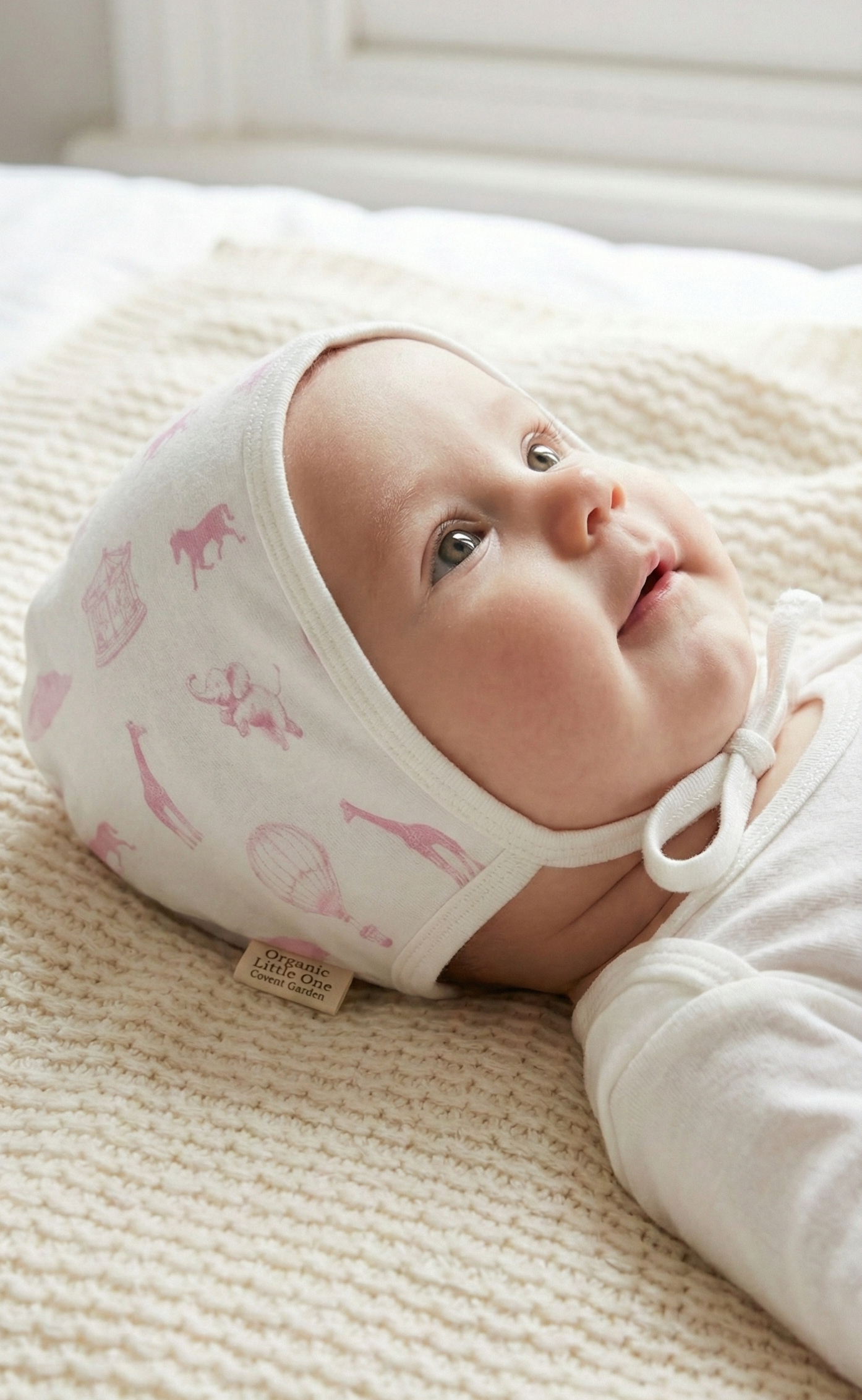 Adjustable Pink Hotair Balloon Baby Bonnet | Soft Breathable Cotton | One Size (Fits 0–9 Months)