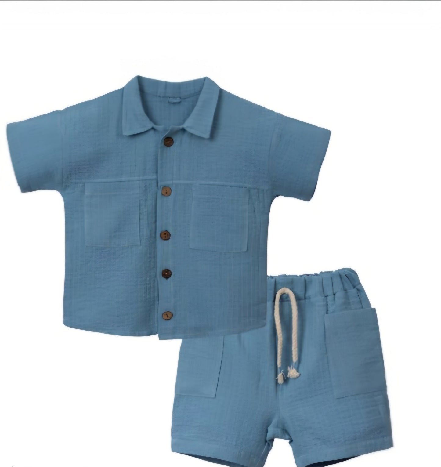 Organic Muslin Cotton Baby Boys Summer Shorts Set — Breathable 2-Piece Outfit (6-24 Months)