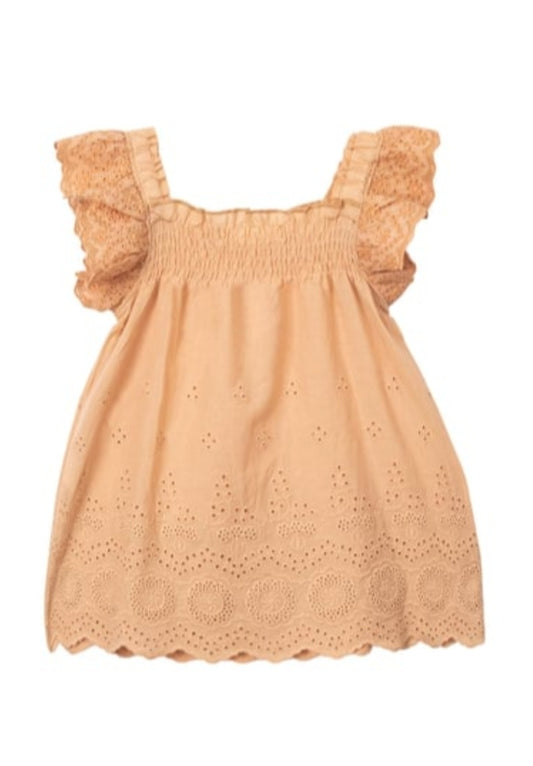 Emily Broderie Anglaise Dress – Tan