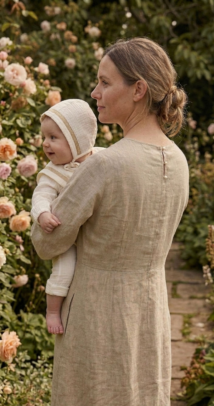 The First Voyage Sailor Romper & Bonnet Set – Sand Trim