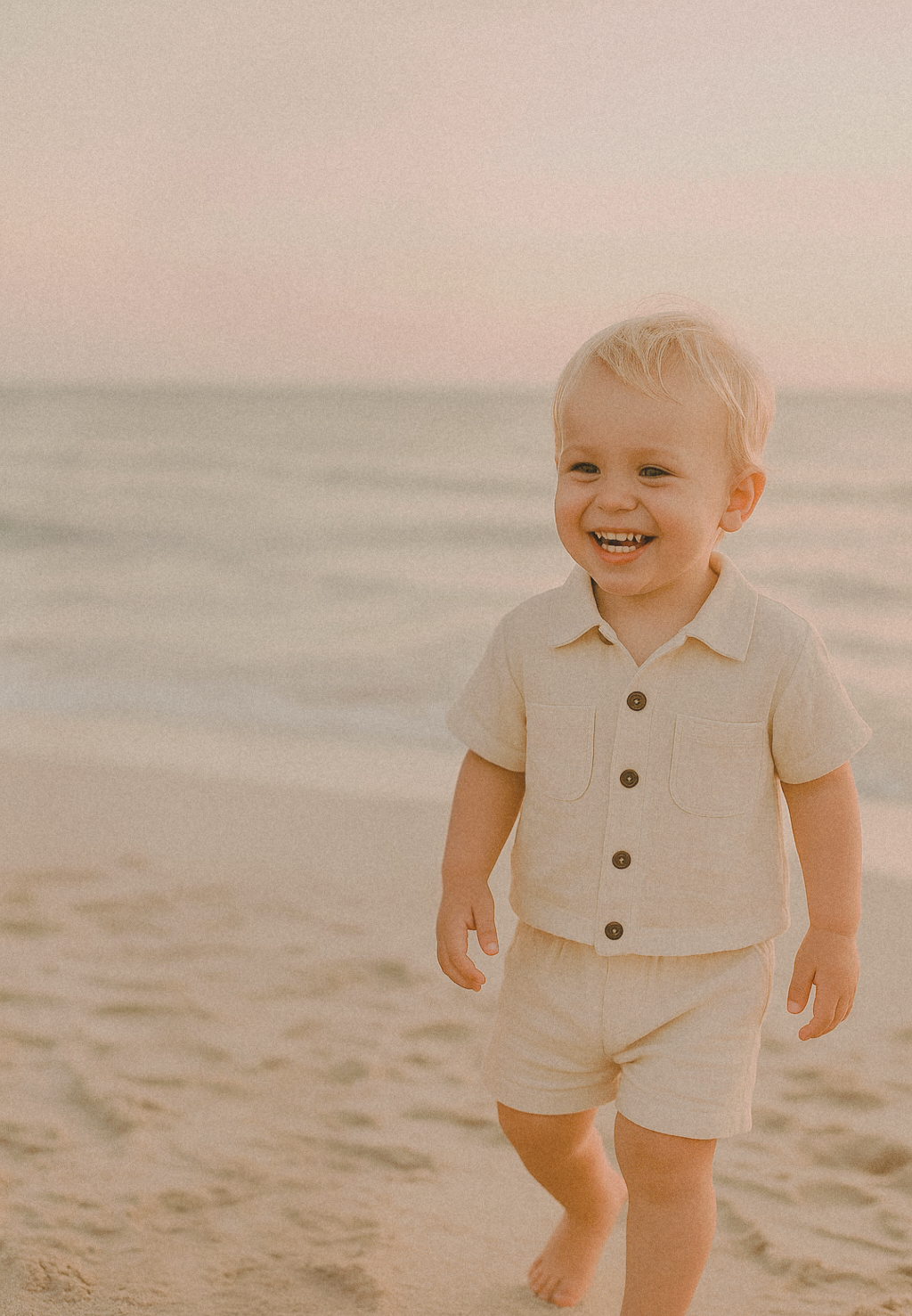 Organic Muslin Cotton Baby Boys Summer Off white Shorts Set — Breathable 2-Piece Outfit (6-24 Months)