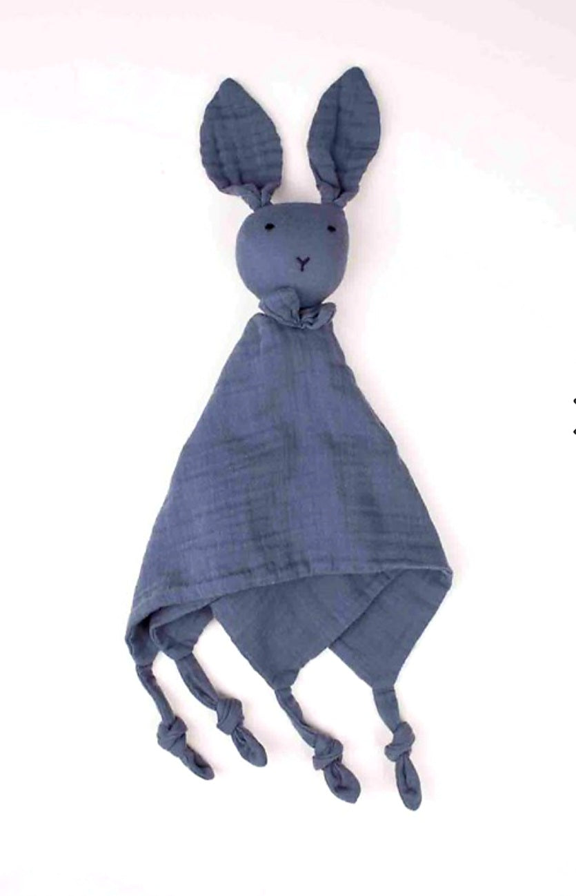 Organic Muslin Bunny Comforter- Navy