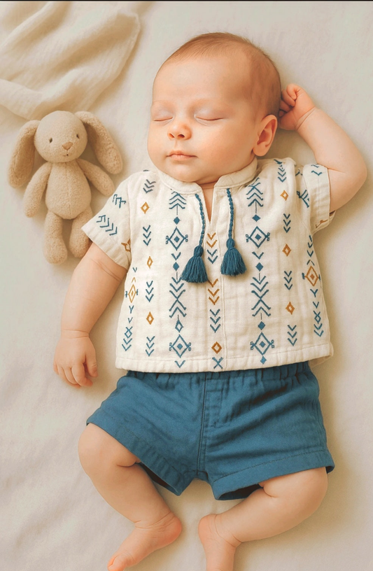 Boho Coast Explorer – Organic Muslin Baby Set