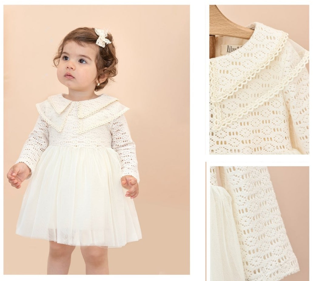 Ivory Crochet & Tulle Baby Girl Dress