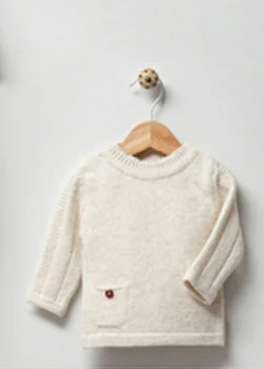 Wool Knit Baby Sweater - Beige