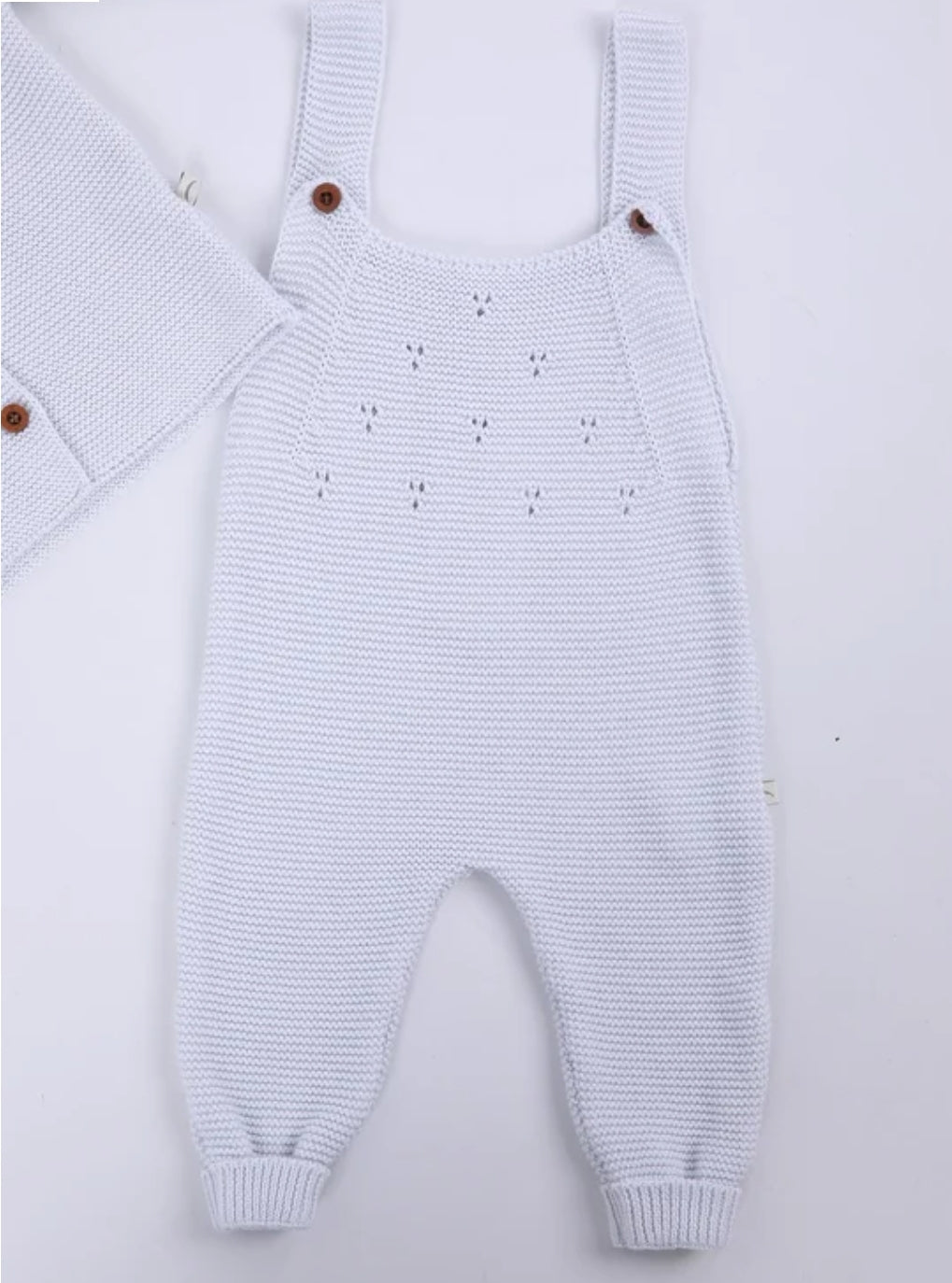 Organic Little One Knitted Dungaree & Cardigan Set -Pastel Blue