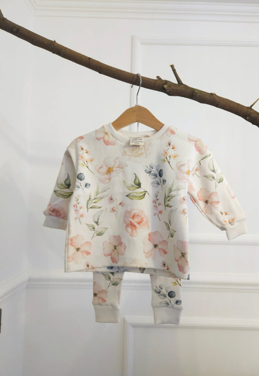 Floral Organic Cotton Oversized sweater and Jogger Set - Organic little one