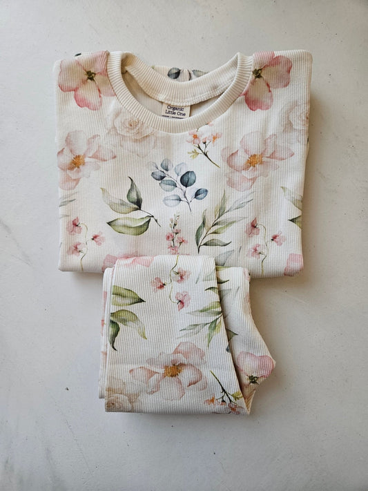Floral Organic Cotton Oversized sweater and Jogger Set - Organic little one