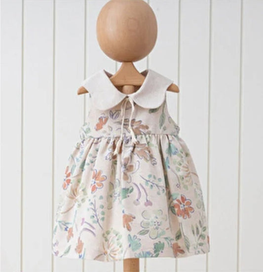 Girls Floral Linen Dress - Organic little one