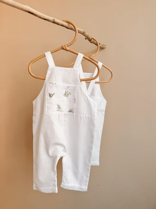 Olive Design Pure Linen Kids Dungaree 6m+ 4 Yrs - Organic little one