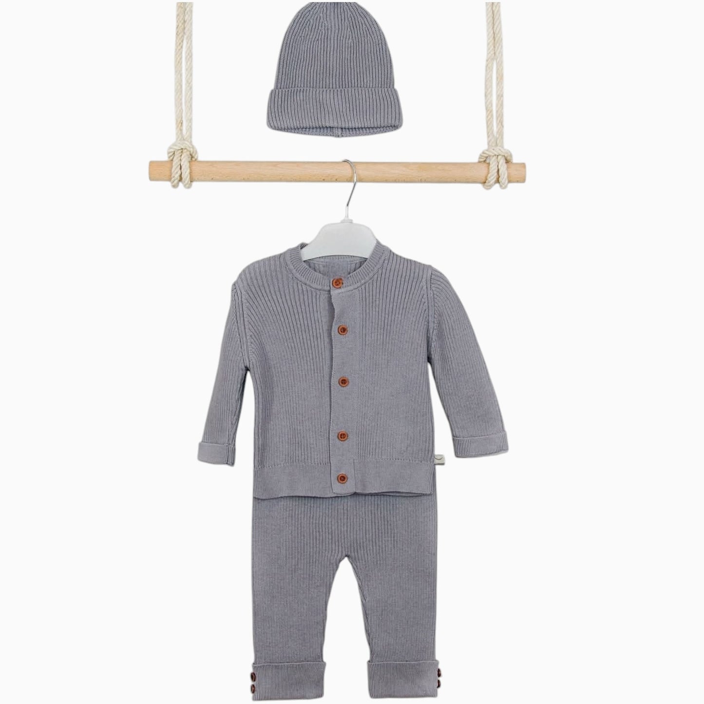 Organic Cotton Knit Set - Grey - Organic little one