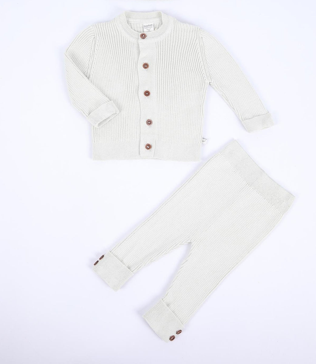 Organic Cotton Soft Mint Knitted Baby Cardigan & Trouser Set - Organic little one