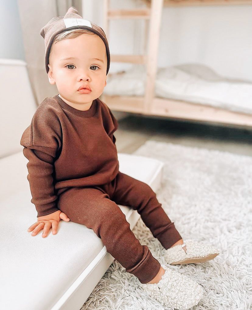 Organic Cotton Sweater & Jogger Set - Brown - Organic little one