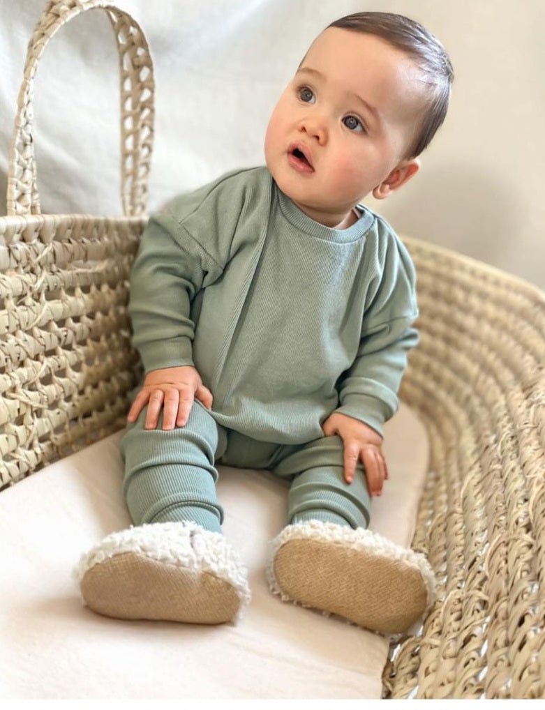 Organic Cotton Sweater/Jogger Set - Green - Organic little one