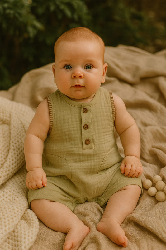 The Terra Romper Organic Muslin Cotton