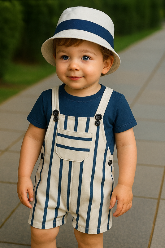 Riviera Stripe Set Organic Cotton French Terry  – Ocean
