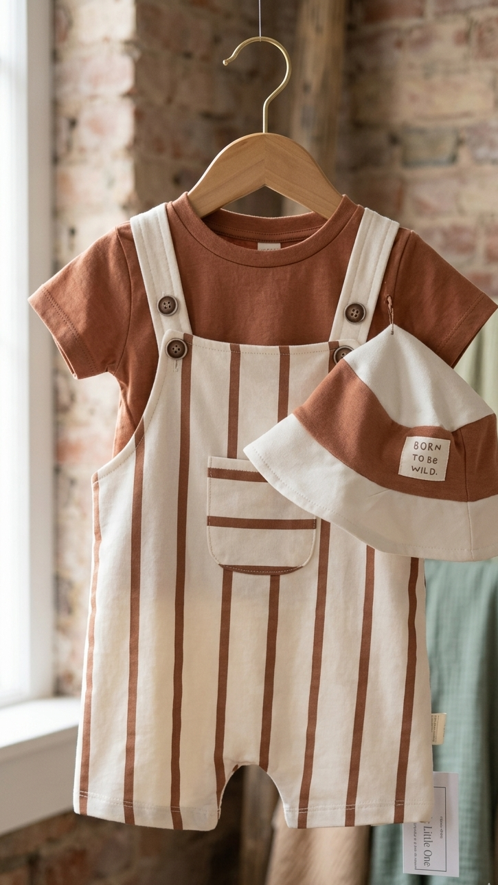 Riviera Stripe Set Organic Cotton French Terry – Terracotta