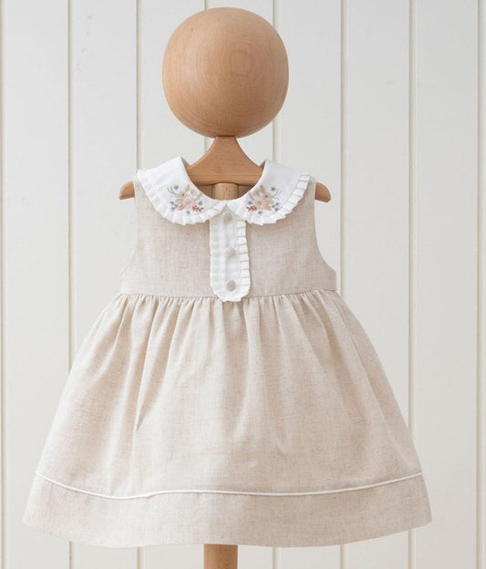 Baby Linen Collared Dress