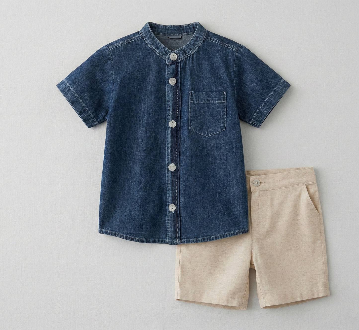 Organic Cotton Linen Shorts & Denim Shirt Set Boys (2-6 Years)