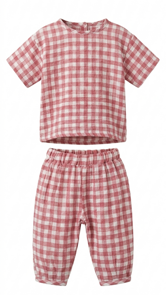 The Organic Gingham Play Set – Terracotta / Brick