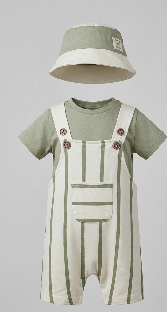 Riviera Stripe Set Organic Cotton French Terry – Sage