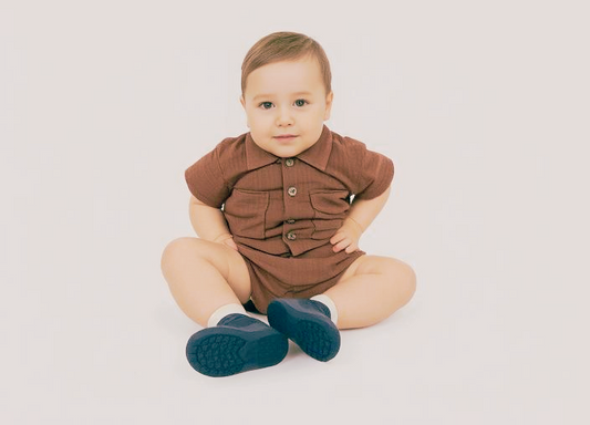Organic Muslin Cotton Baby Boys Brown Shorts Set — Breathable 2-Piece Outfit (6-24 Months)
