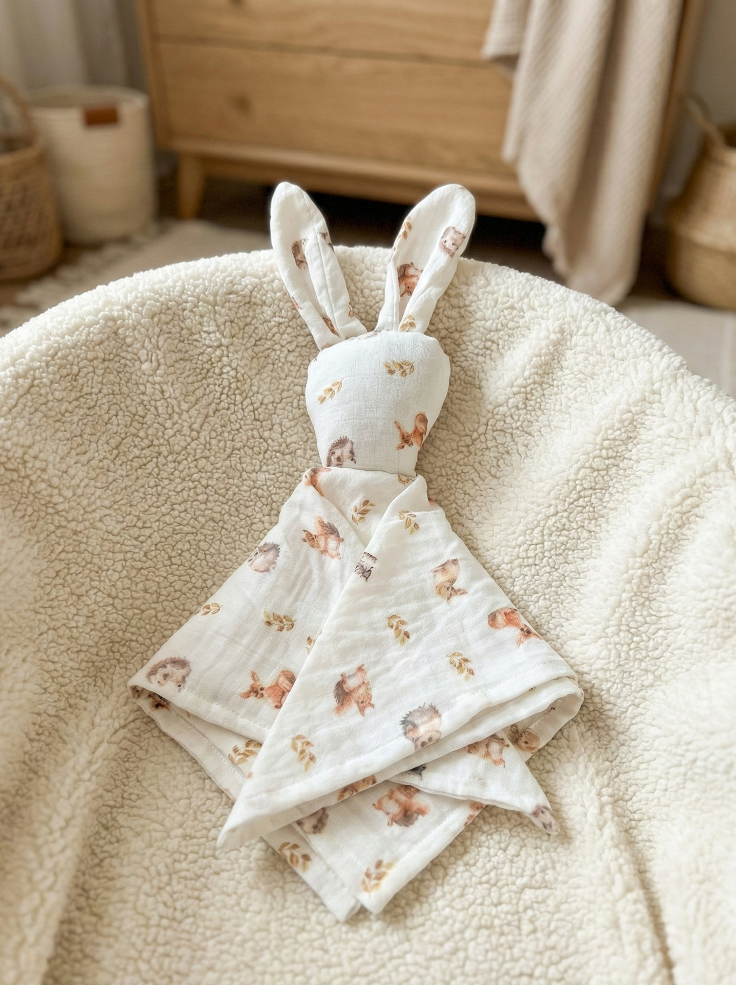 Woodland Bunny Muslin Comforter – Organic Cotton