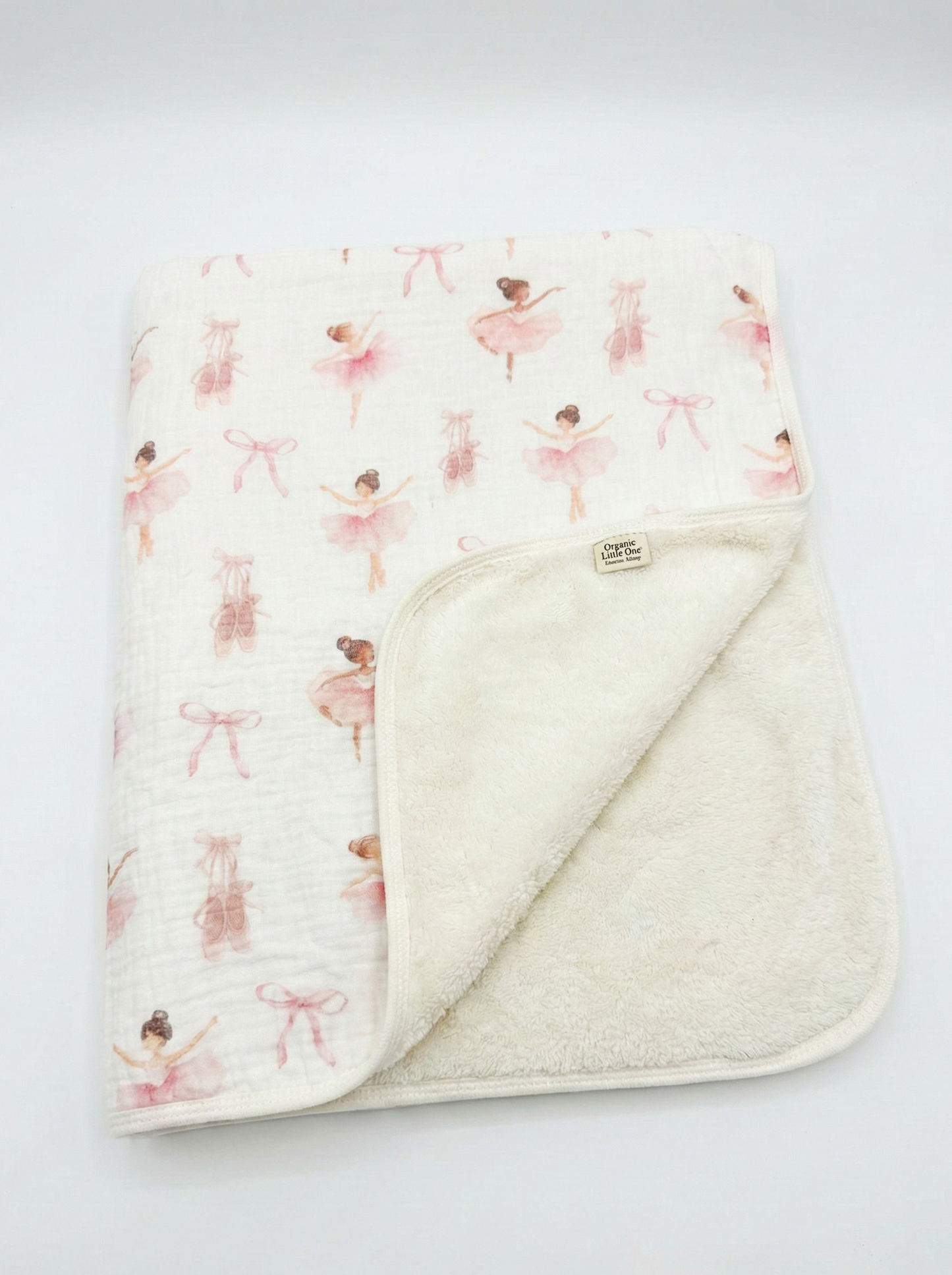 Ballerina Organic Muslin & Cotton Sherpa Double-Sided Baby Blanket (90 × 110 cm)