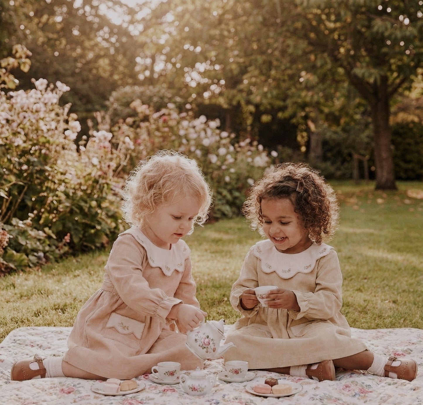 Scalloped Collar Organic Cotton Dress - Blush | Ages 2-5 Years