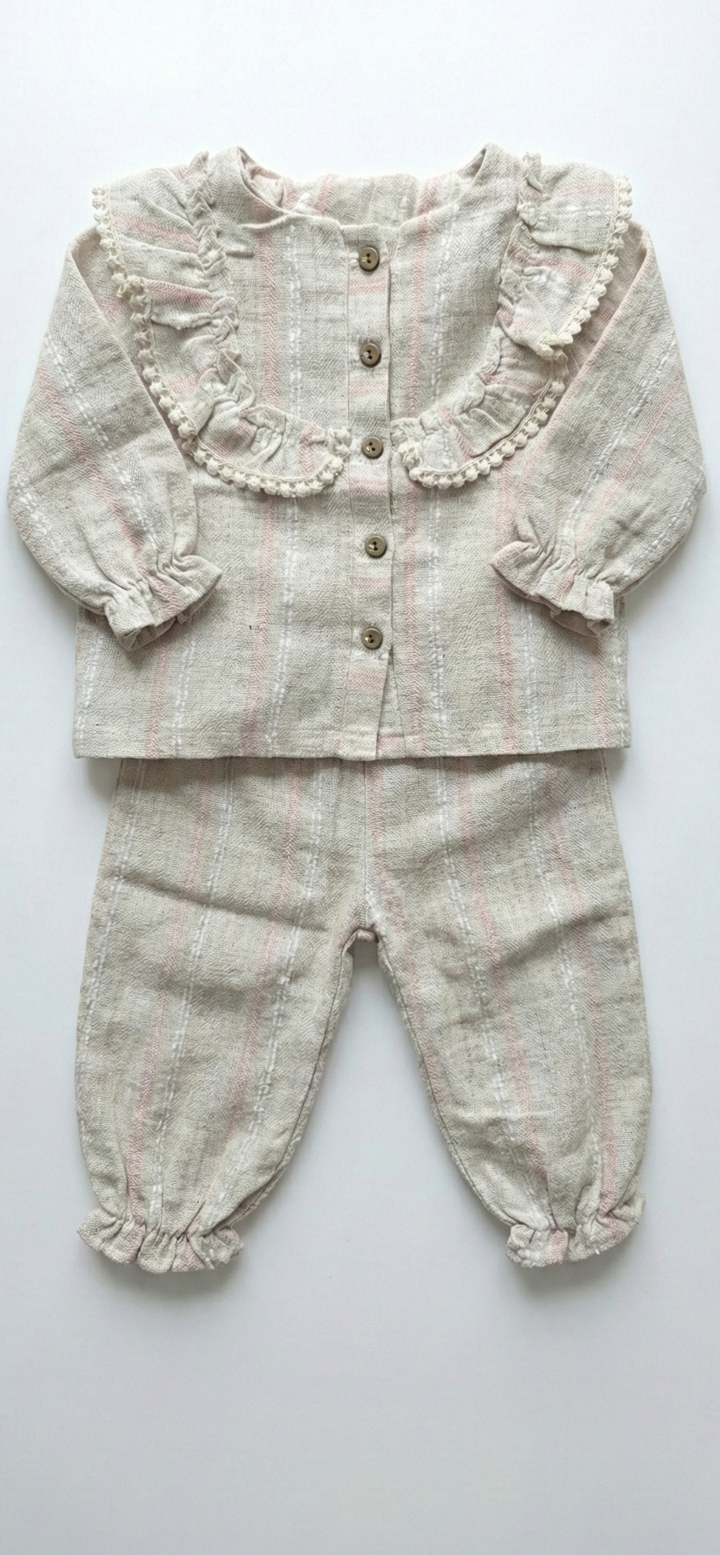 Pastel Pink Stripe Linen Set | Organic Little One