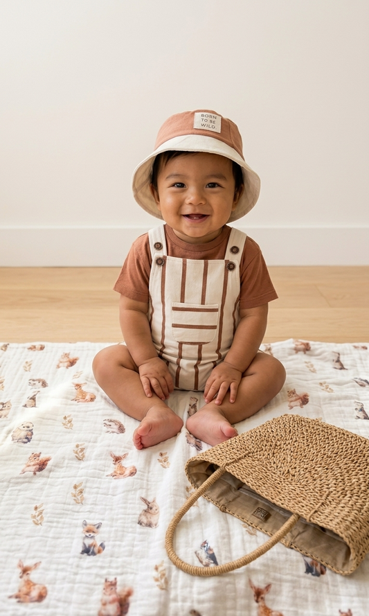 Riviera Stripe Set Organic Cotton French Terry – Terracotta