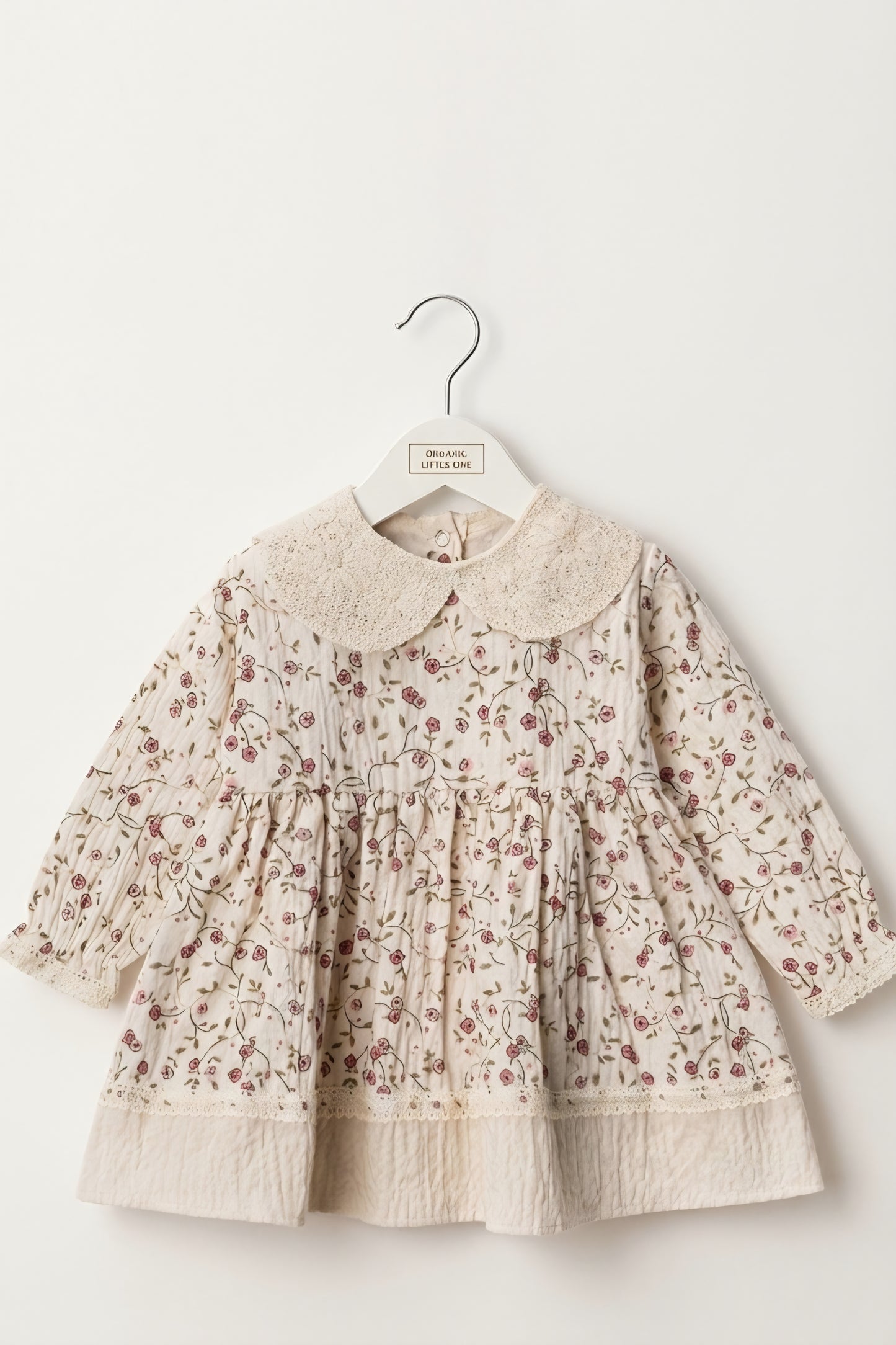 Vintage Floral Muslin Cotton Dress with Lace Collar | Baby & Toddler