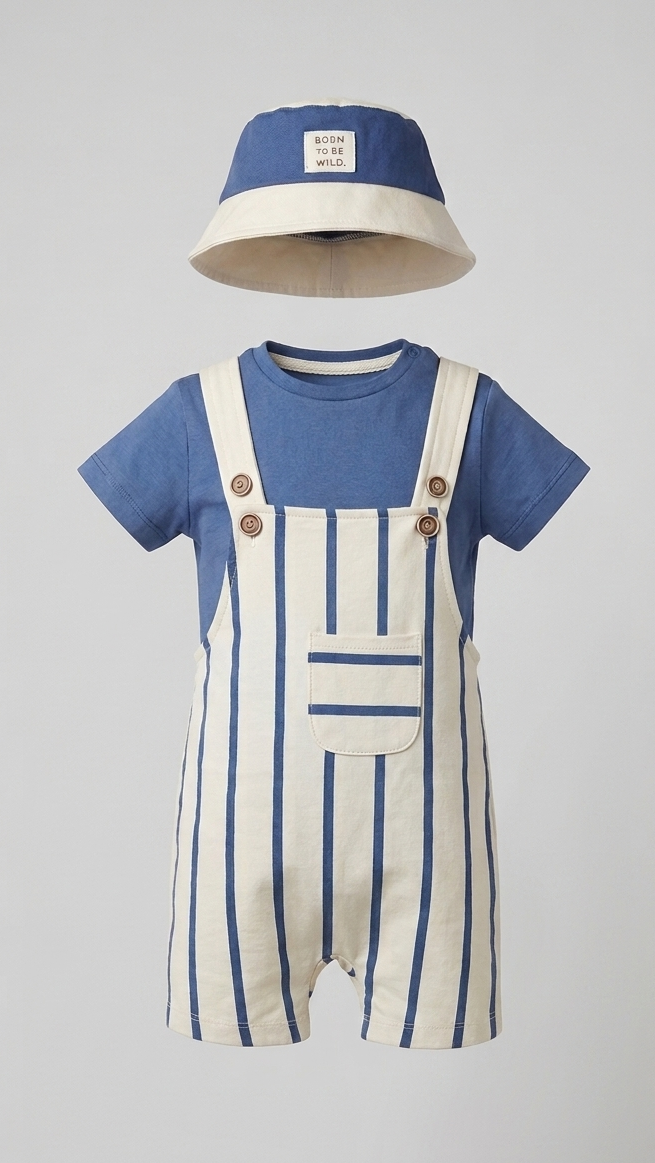 Riviera Stripe Set Organic Cotton French Terry  – Ocean